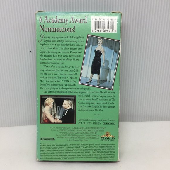 VHS Love Me Or Leave Me Doris Day James Cagney Musical - Picture 2 of 3